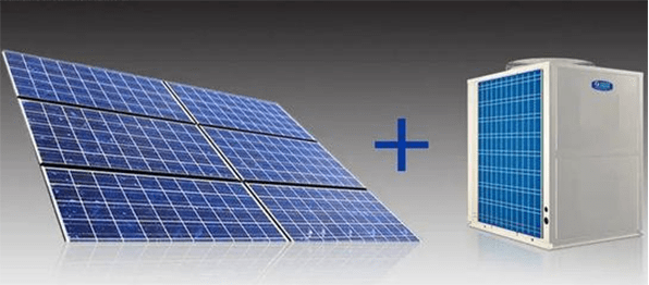 solar panels and a air source heat pump